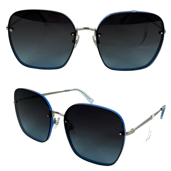 REBECCA MINKOFF Gloria 3/S Sunglasses NEW Blue Silver Square - Picture 1 of 13